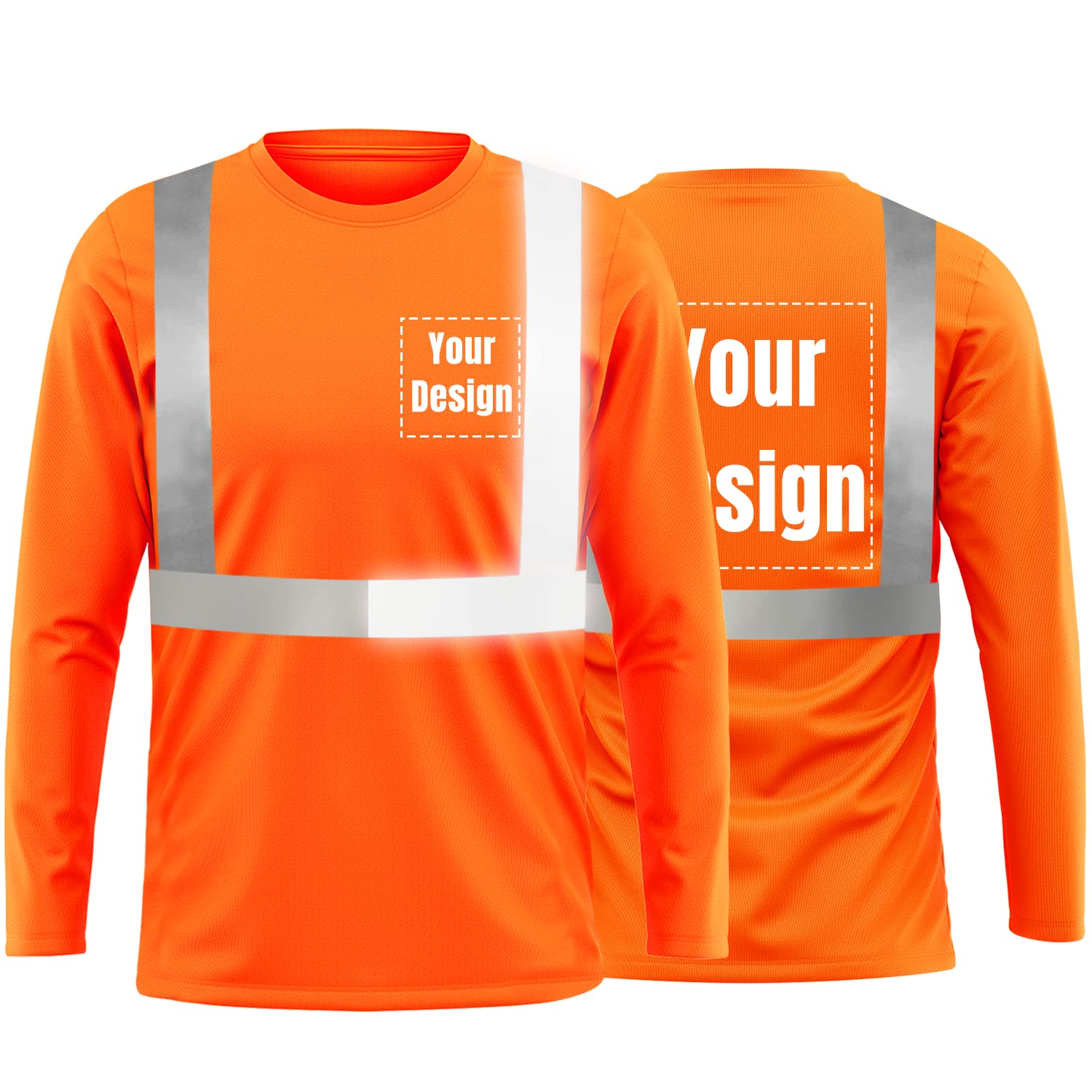 High Visibility Reflective Safety T-Shirts Custom Logo Hi Vis Long Sleeve Shirt