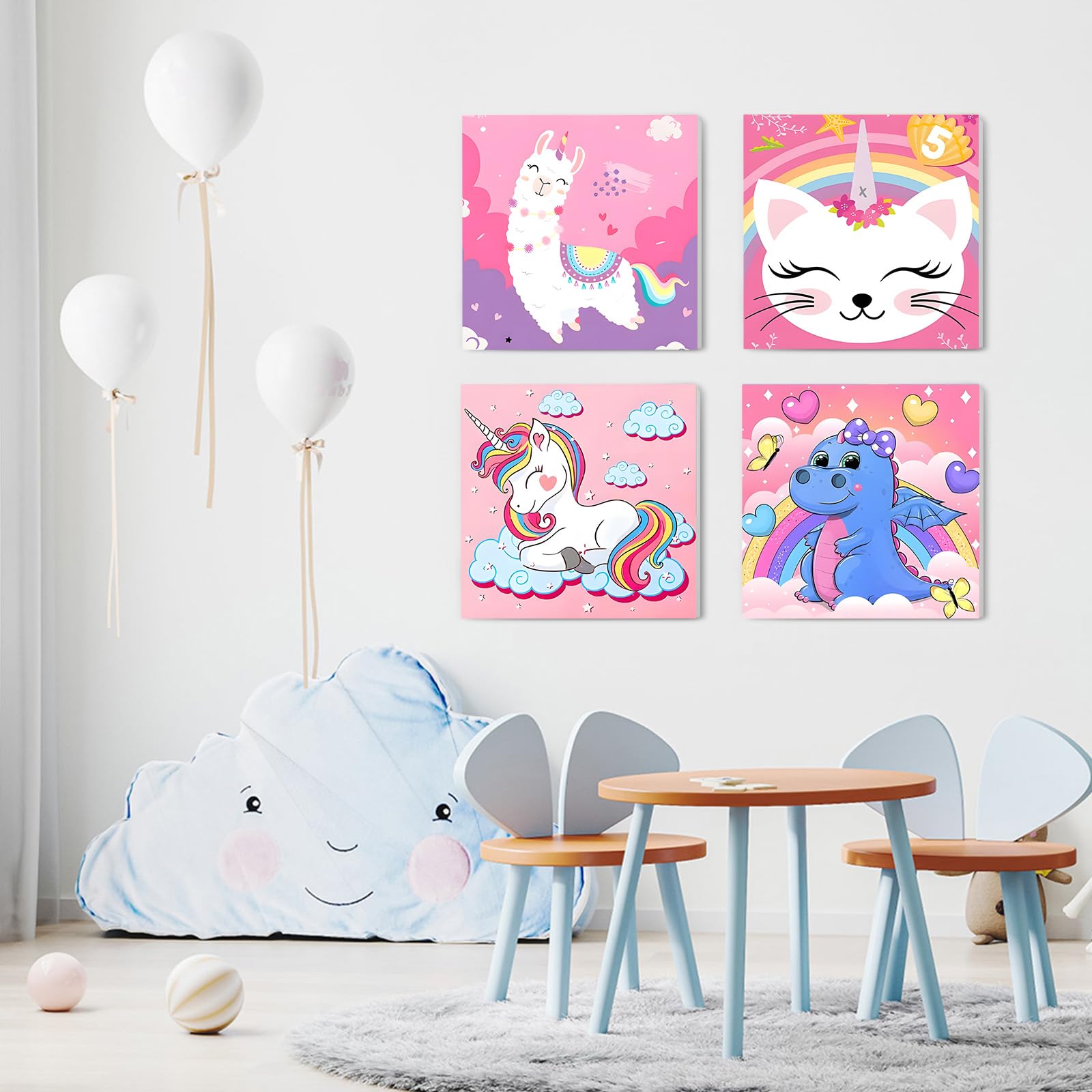 MOGTAA Kits de peinture par numéros encadrés pour enfants, pack de 4 kits de peinture par