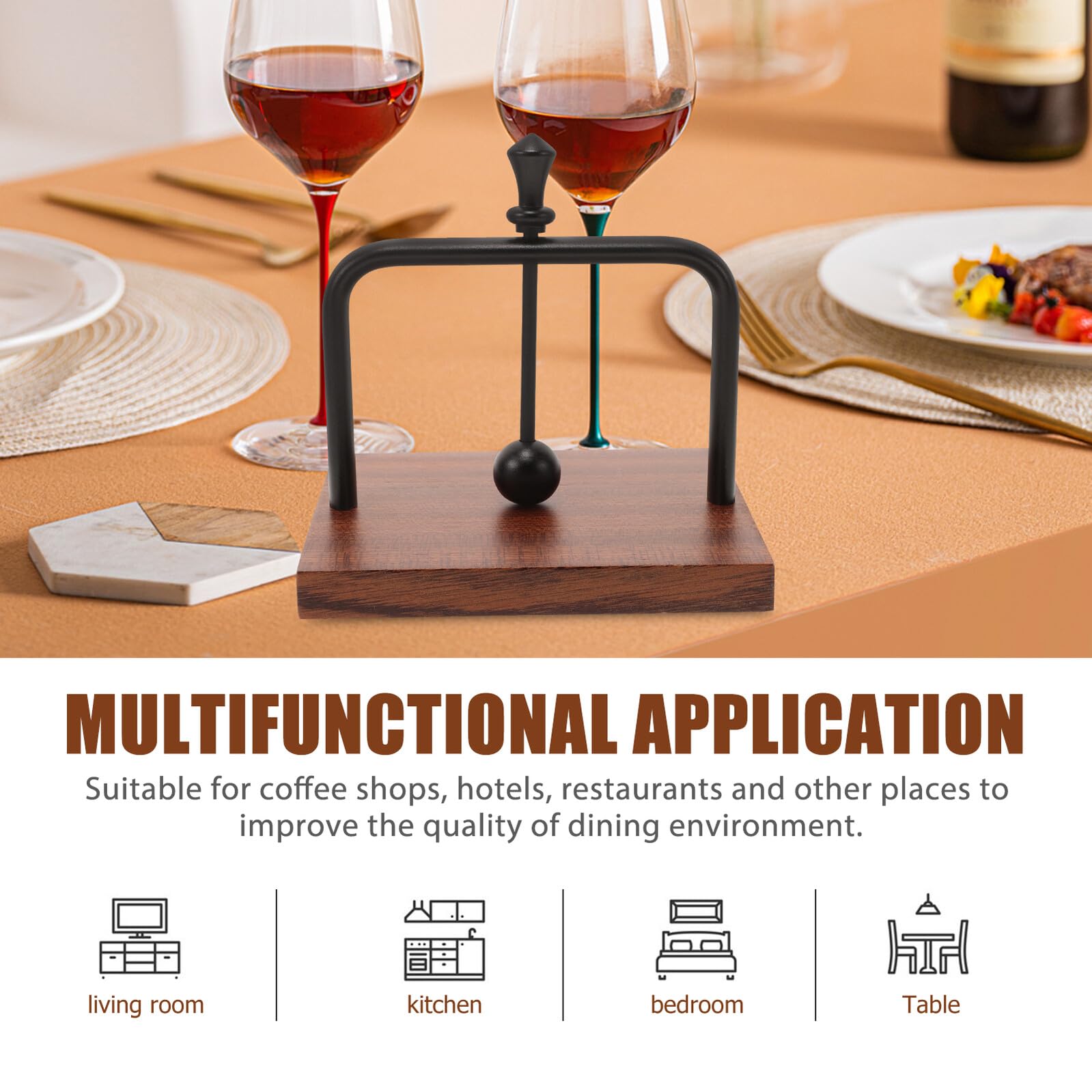 Uonlytech Servilletas y Diseño Elegante Vertical Dispensador de Madera Negra Estructura Sólida para Mesas en Cafeterías y Hogares
