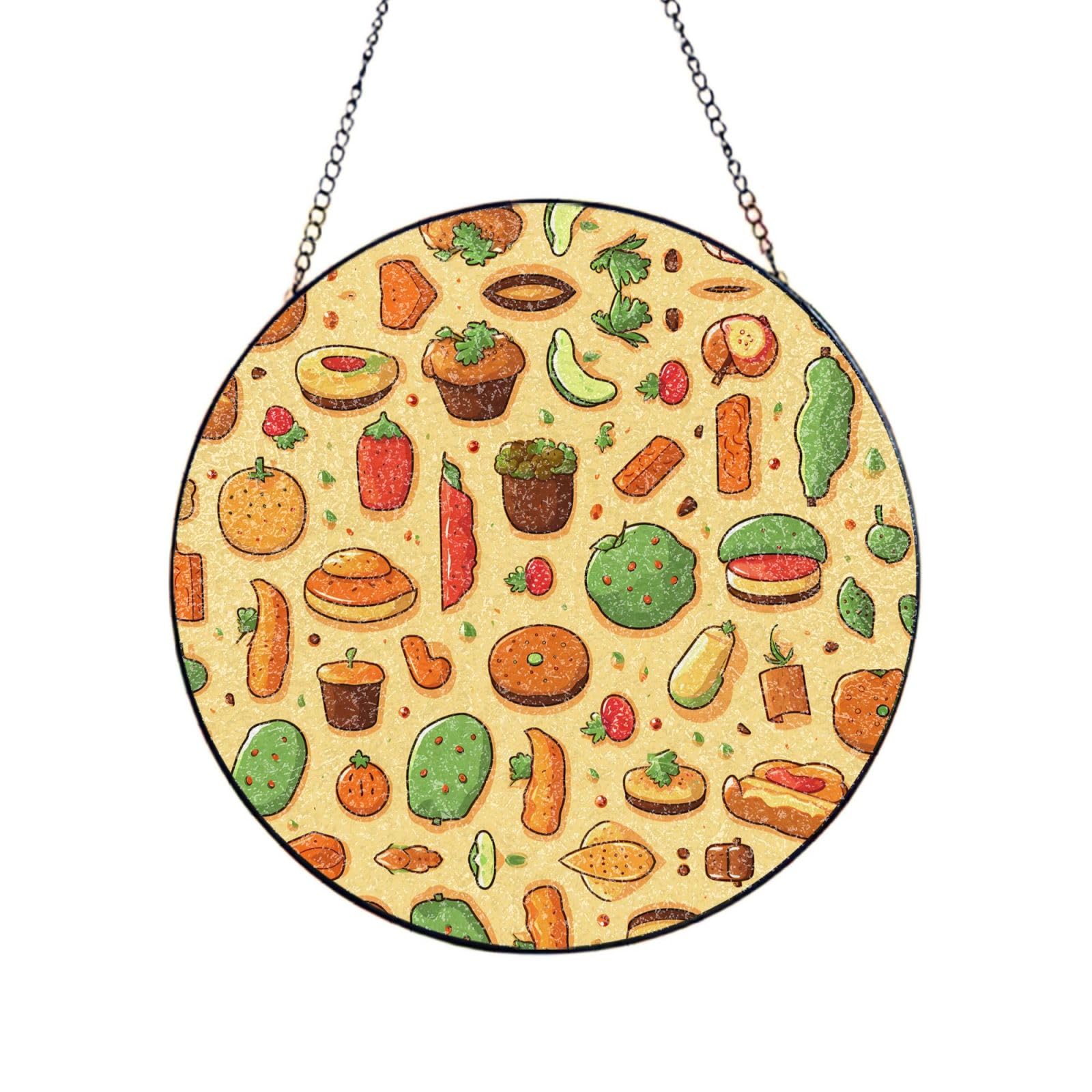 Phayah Cartoon Vegetable Print Stained Glass Window Hanging Sun Catchers Decoration Mother'S Day Birthday Gifts For Home Garden Porch 8in（20cm）