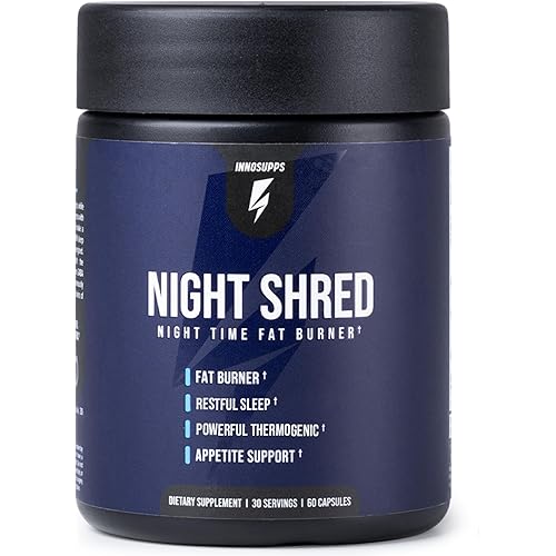 InnoSupps Night Shred Fat Burner and Natural Sleep Support | Ashwaganda, 5-HTP, CLA, Melatonin | Appetite Suppressant | Weight Loss Support Nighttime Fat Burning (60 Vegetarian Capsules)