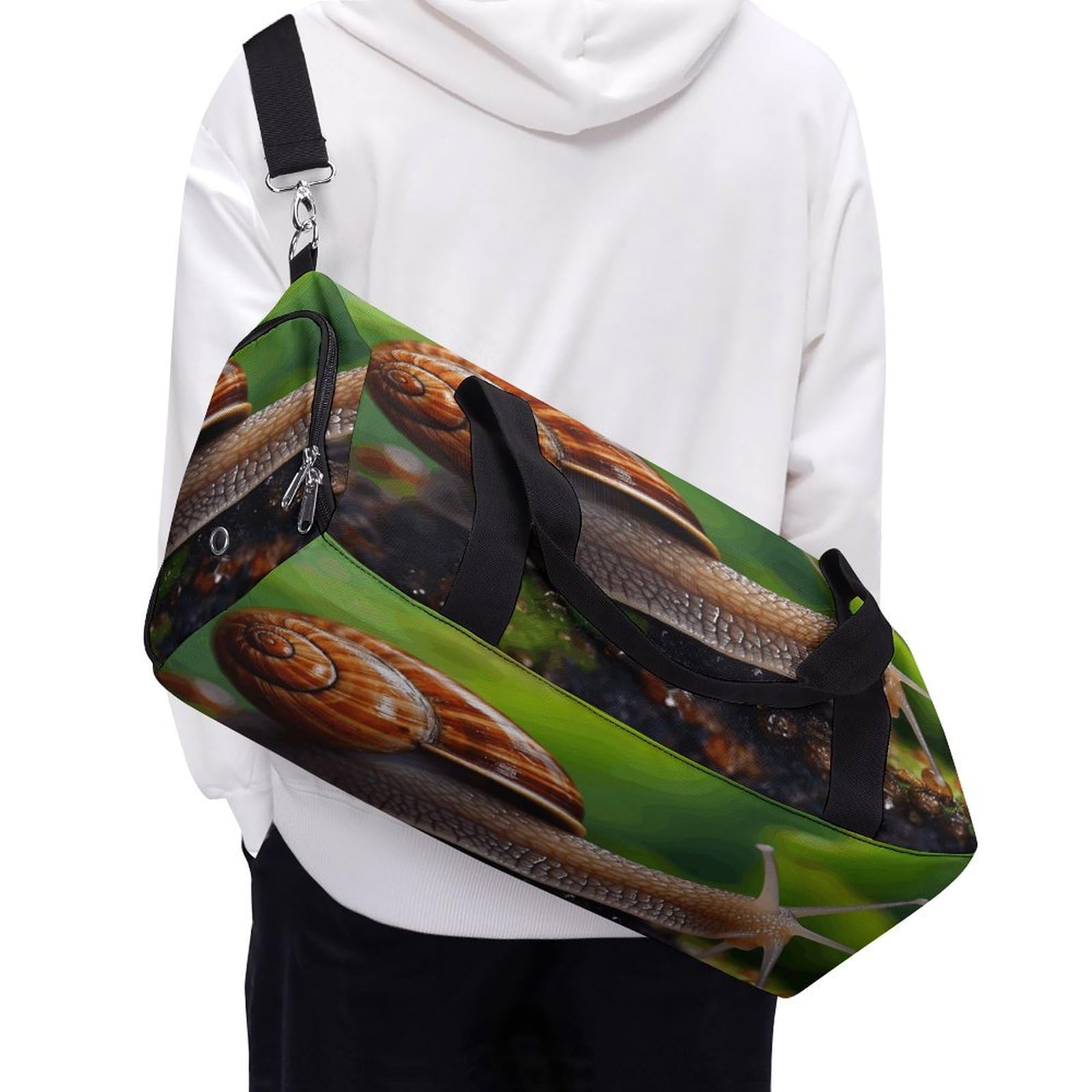 Turnbeutel für Damen und Herren, Wildtiere, Tierschnecke, wiederverwendbar, Turnbeutel mit Schuhfach, Stil, Einheitsgröße, modern, Stil:, Einheitsgröße, Modern