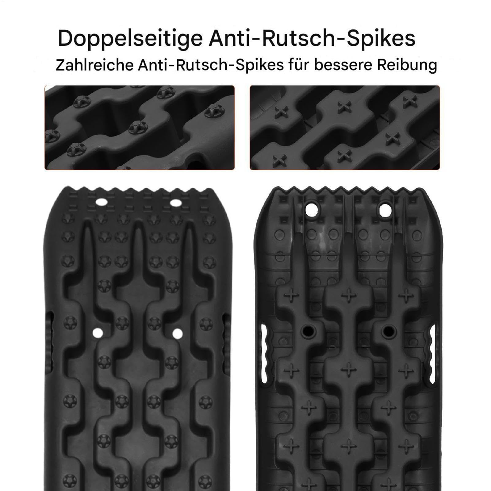 Sandbleche Offroad 2 Stück – 10 Tonnen Anfahrhilfe & Traktionsplatten für Auto, SUV, Wohnmobil & 4x4 | Für Schnee, Schlamm & Sand | Schwarz – Robust & Langlebig