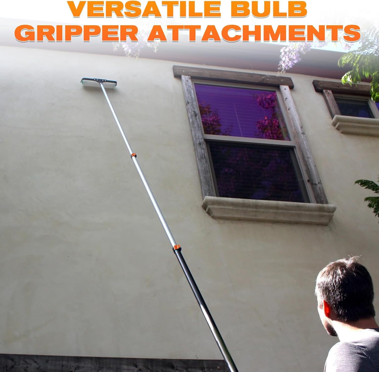 Barra Telescópica Extensible 6 m, Alargador Ajustable 1,5-6 m, Ligera con Adaptador Metálico Universal Twist-On, para Pintura, Limpieza, Yeso, Ventanas y Canalones (Naranja)