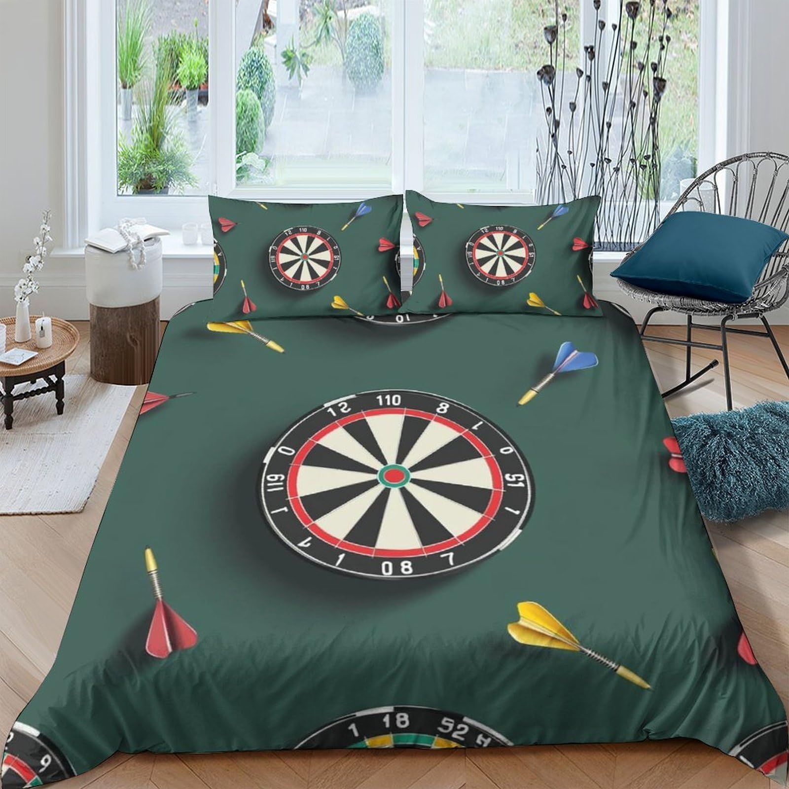 Ctjqhvkz Style-5 3D Printed Dartboard Fitted Sheet Microfiber Soft Breathable Arrow Bed Cover For Bedroom Dorm Decor Mattress Protection Single（135X200cm）
