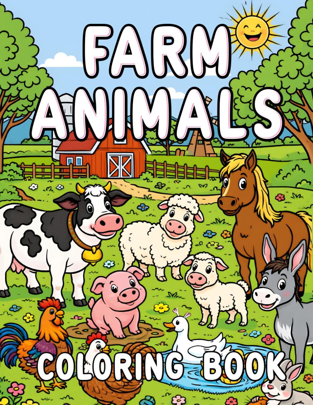 Coloring Animals Farm Book for Kids Ages 3–5: Color Fun Pictures and Practice Writing Simple Words for Preschool and Kindergarten (Coloring Book with Animals)