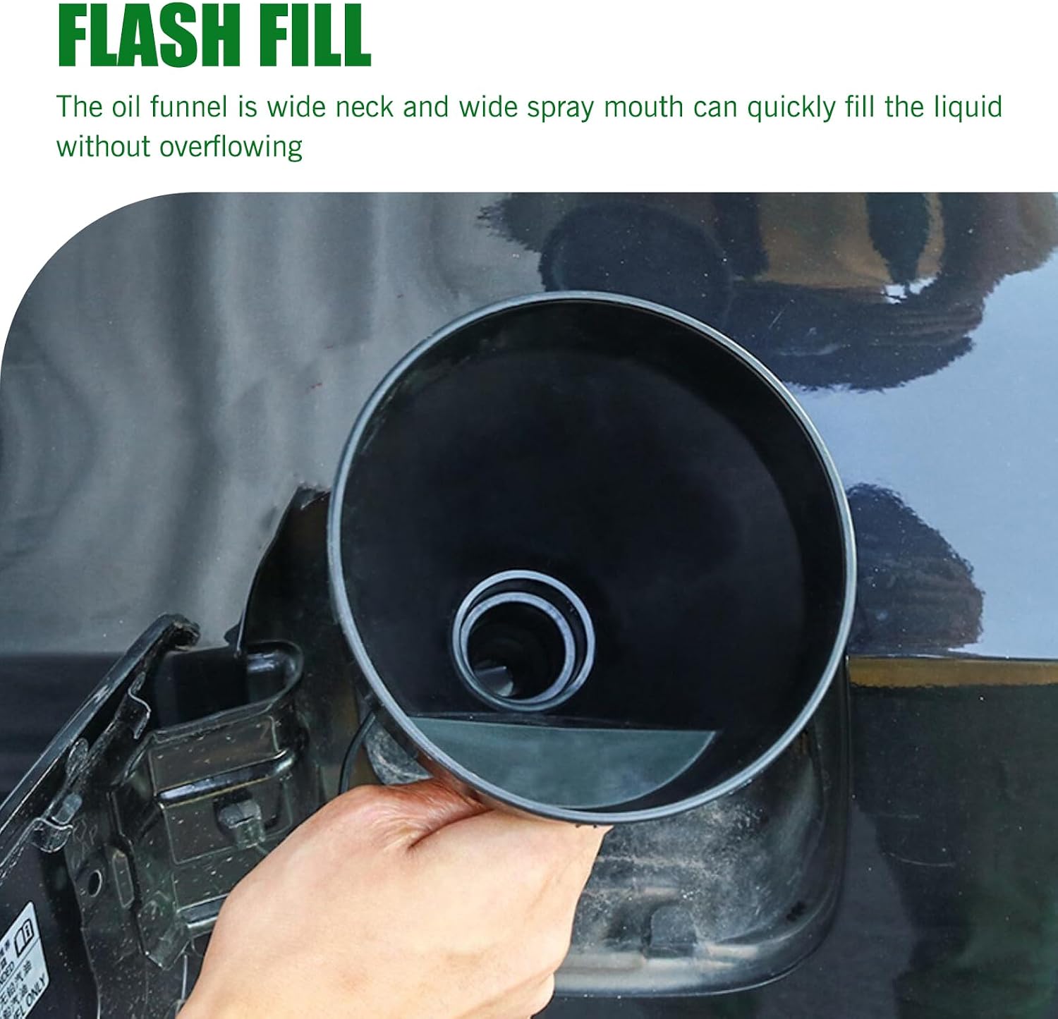 Funnels for Automotive Use, 5.12" Large Flexible Fuel Funnel with Hose for Gas Transfer, Gasoline Funnels with Filter, Universal for Cars Boat Canning and Bottle (Black,Pack of 1)