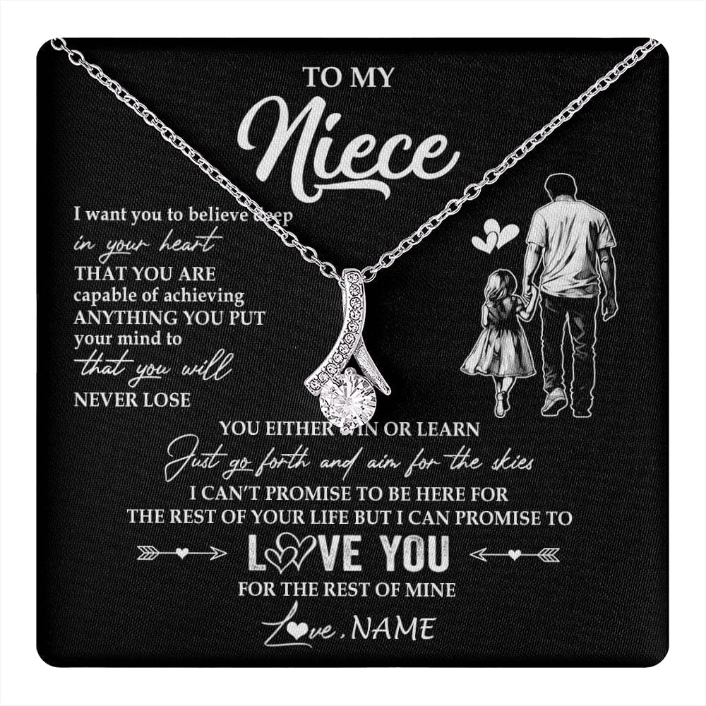 Yametee Personalized To My Beautiful Niece Gifts Necklace From Aunt Uncle Inspirational Birthday Gift For Niece Graduation Christmas Customized Gift Box Message Card