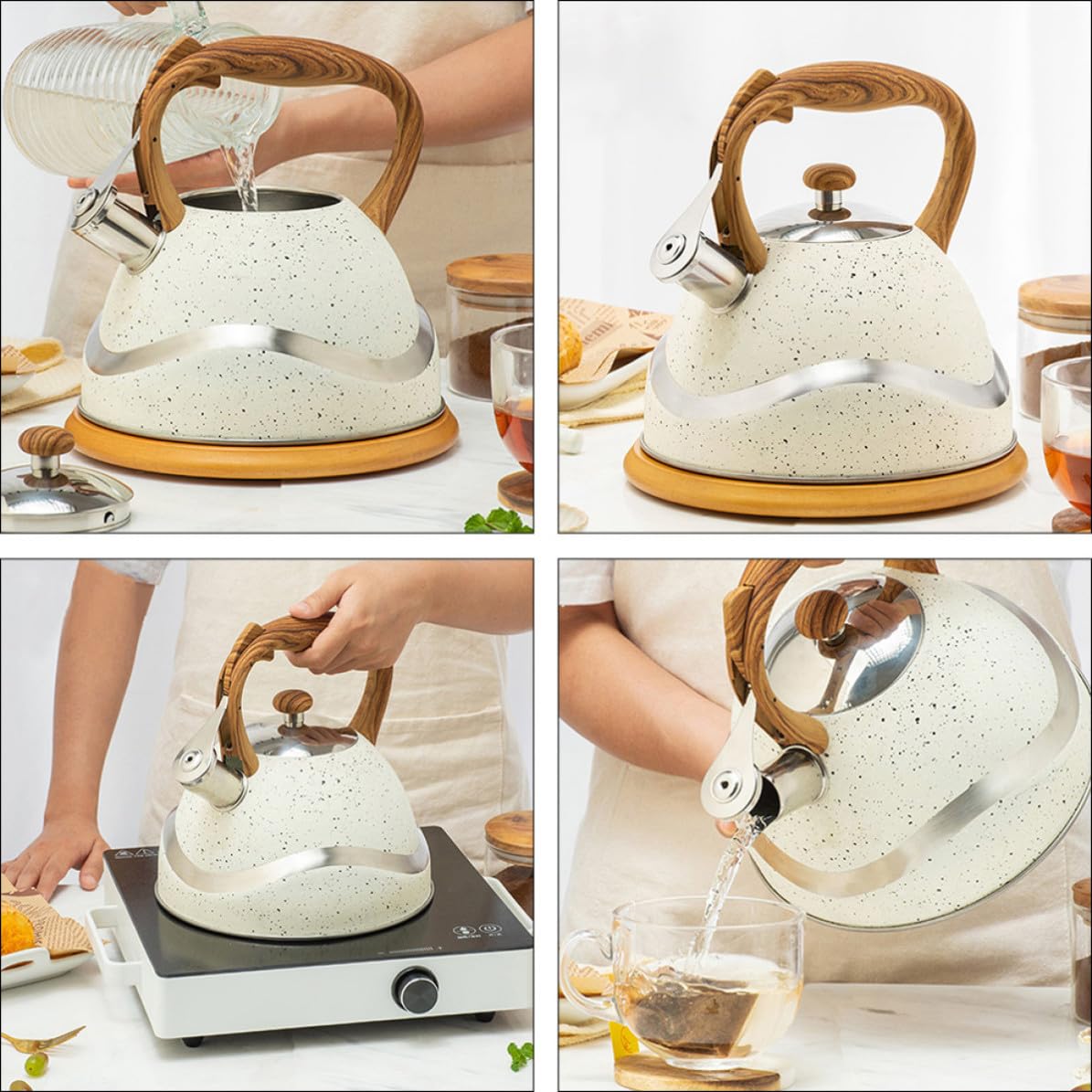 Bollitore Fischiante Portatile da 3l in Acciaio Inox Manico