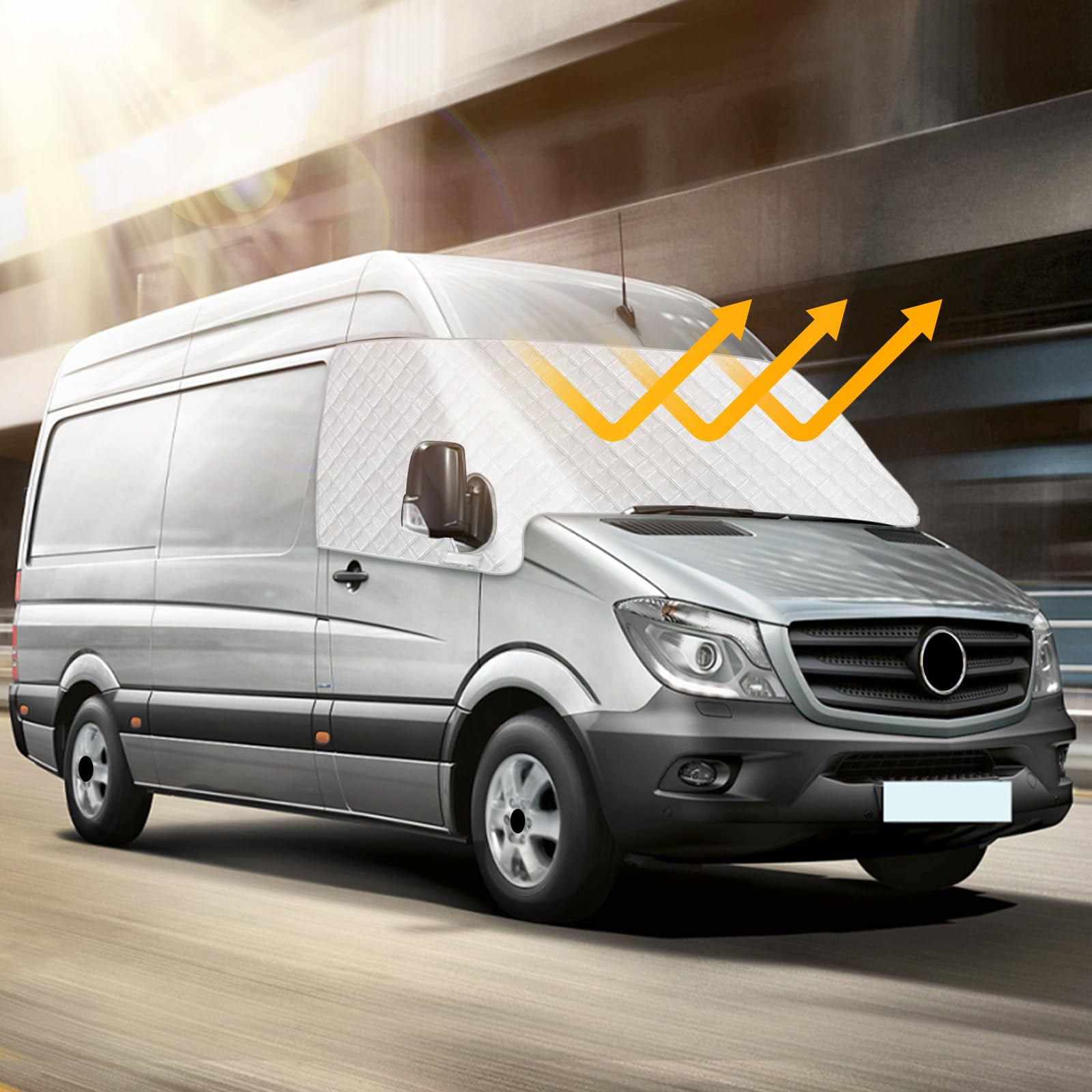 Protector Parabrisas Hielo para Mercedes-Benz Sprinter NCV3 2006-2018, Cubierta de Parabrisas Funda Parabrisa Delantero Coche Protege de Nieve, Escarcha, UV