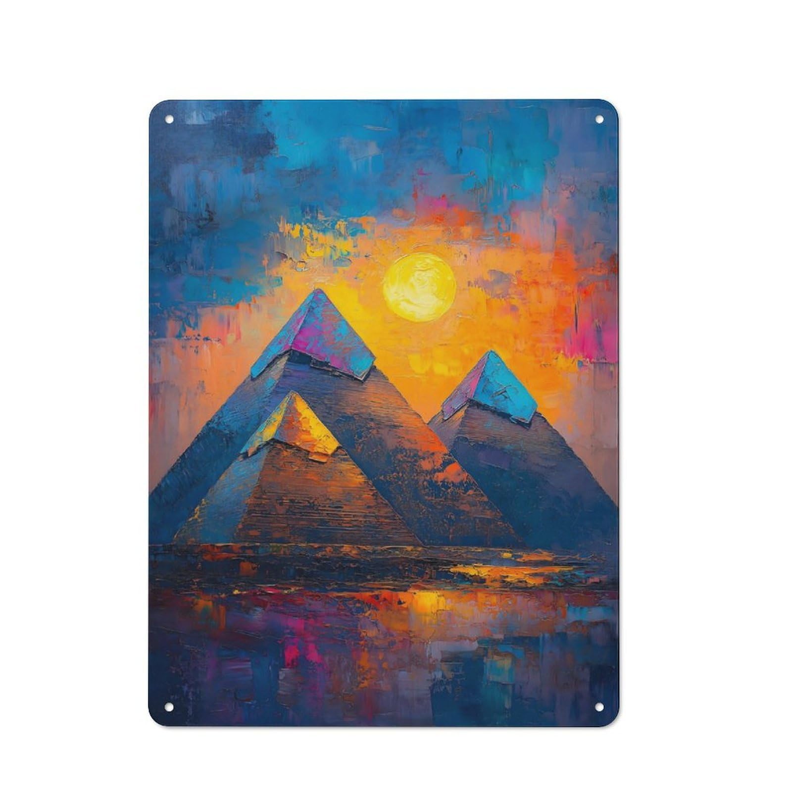 Junmoney Dessert Egypt Pyramids Metal Sign 40X30cm With For Garage Wall, Vintage Decor, Tin Sign Wall Decor For Garages And Workshops