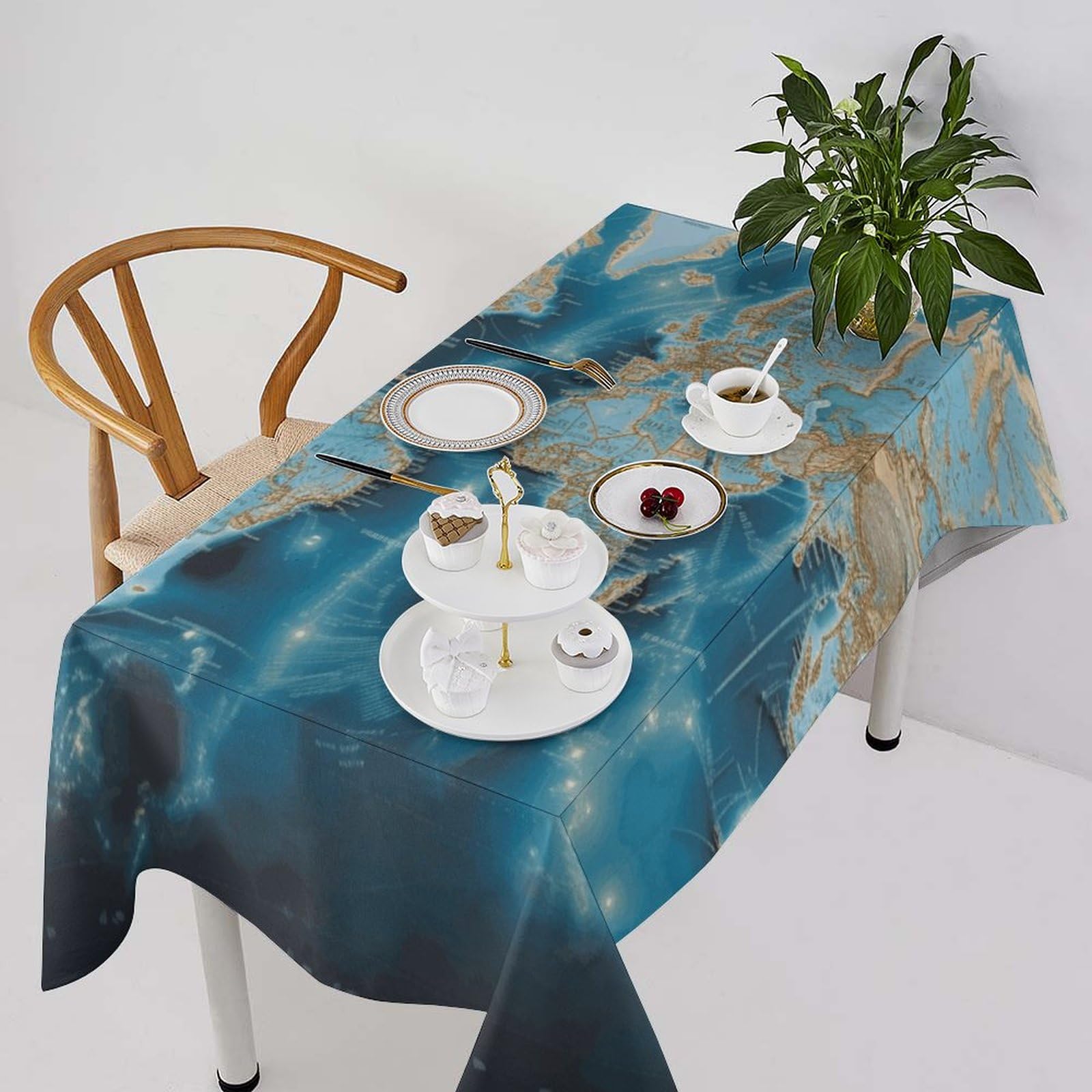 Nappe rectangulaire lourde et décorative au tomber impeccable pour grand dîner
