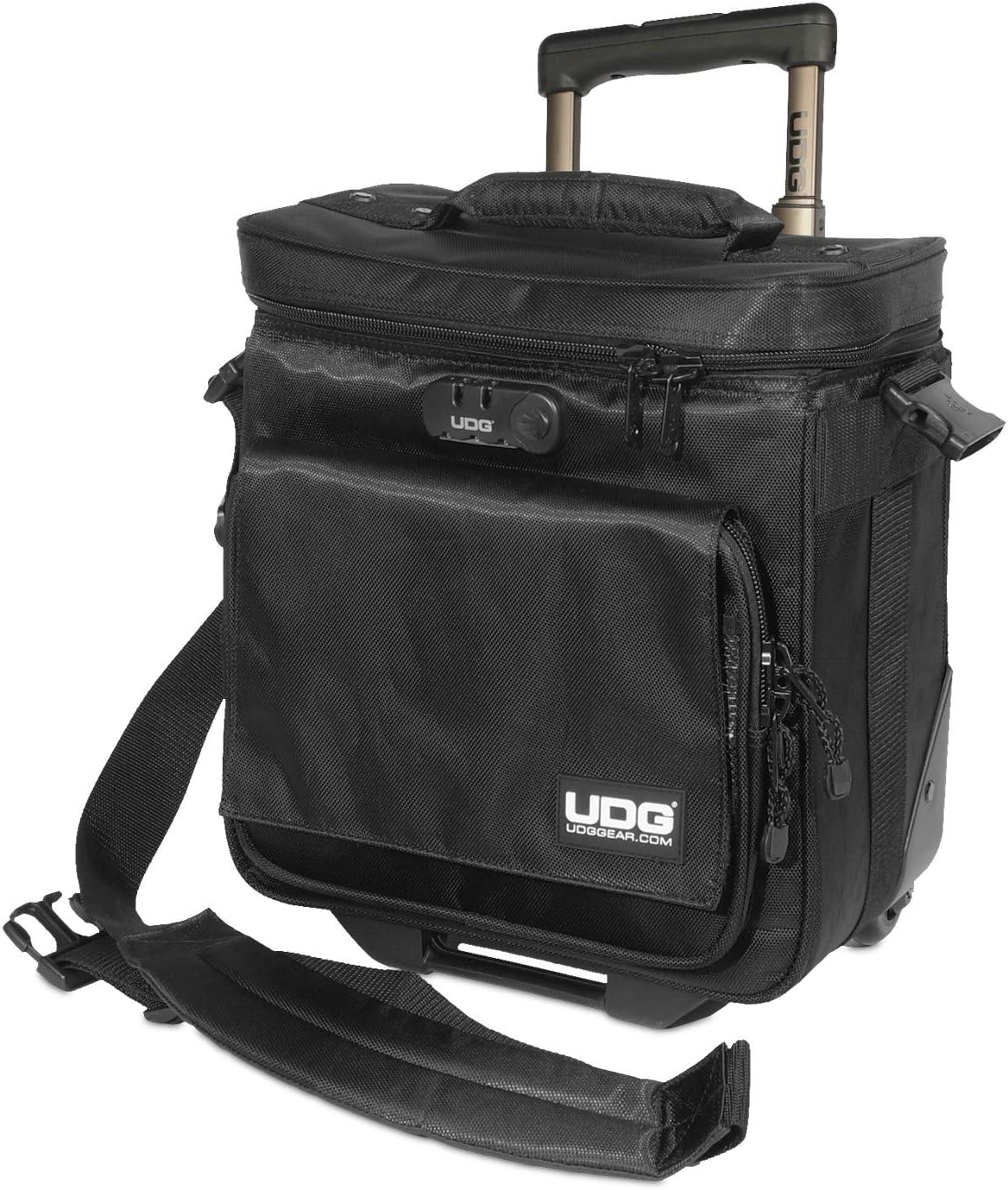 UDG Ultimate Trolley To Go Black Borsa con Trolley porta vinili con maniglia a scomparsa, Nera