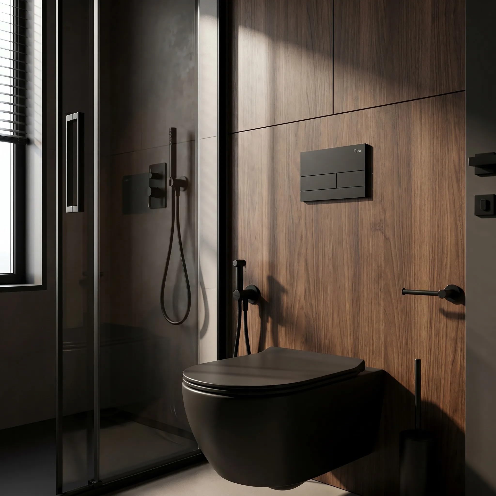 Rea - Stelaż Zestaw Podtynkowy Slim 024n Do Mis Wc Z Przyciskiem T Czarny Mat - 22x35,2x106,2 cm