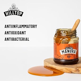Hilltop Honey Manuka Honey MGO 100+ 454g | Monofloral New Zealand Manuka Honey | 100% Pure Natural Honey | Tested Methylglyoxal (MGO) Strength | Rich & Smooth Premium Honey