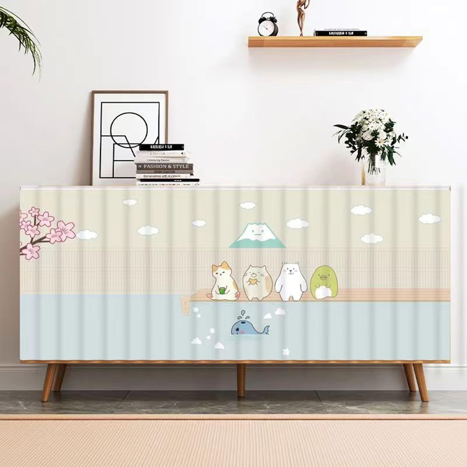 BLUEZY Kitchen Curtain under the Sink, Kitchen Curtain, Curtain Dustproof for Storage Cabinets, Privacy Protected, Dustproof for Shoe Cabinets, Cabinets, Bookcase, Shelf A10,W140*H70cm