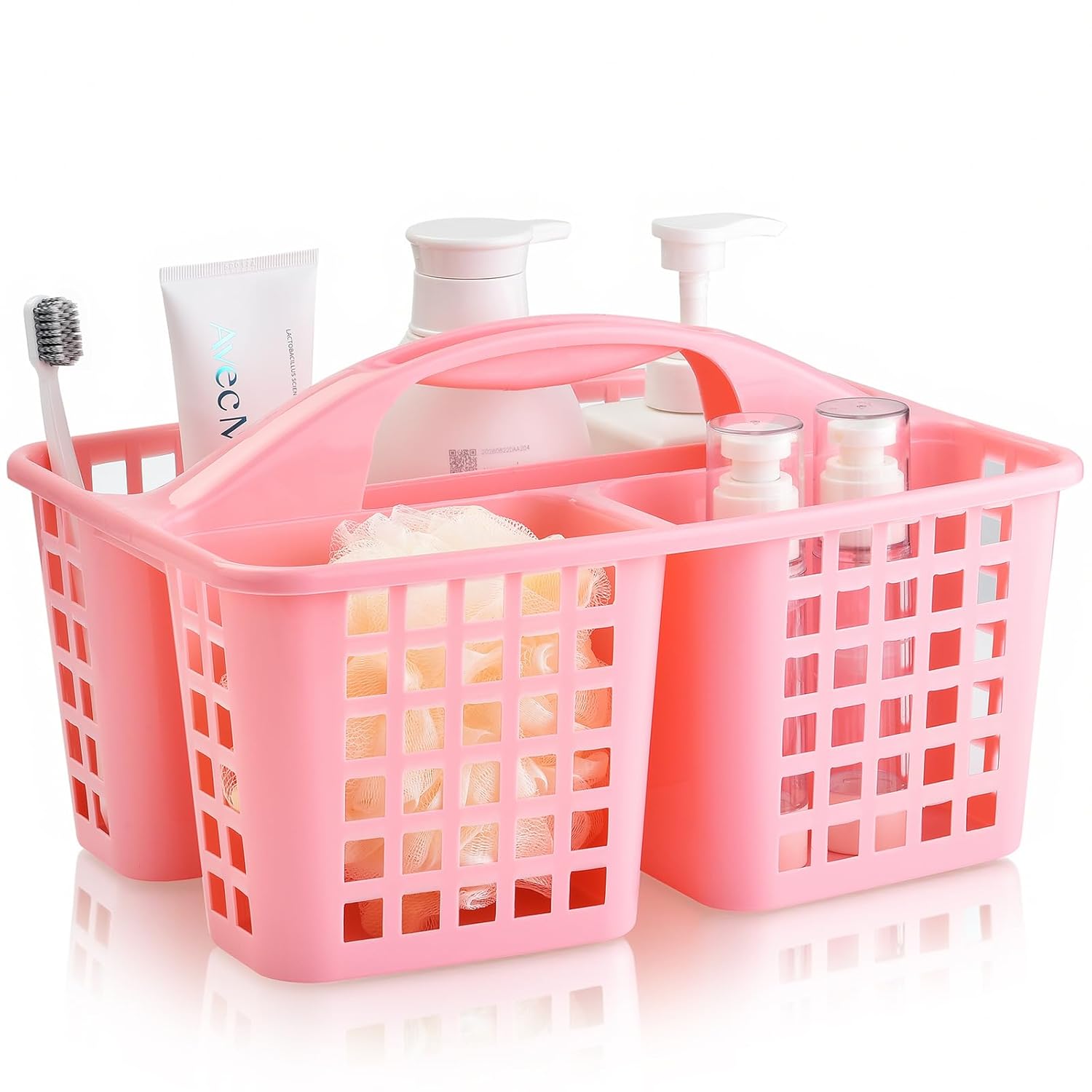 ALINK Plastic Shower Caddy Basket with Compartments Portable Divided Cleaning Supply Storage Organizer with Handle for College Dorm