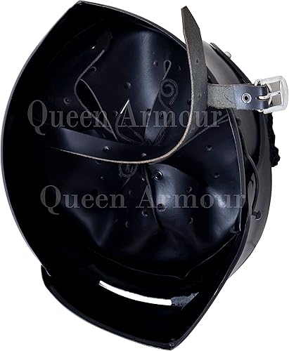 Miniatura 5 de Queen Armour Casco Barbuta medieval Caballero Templario Cruzado Armadura Casco Romano Spartan Negro, Negro -