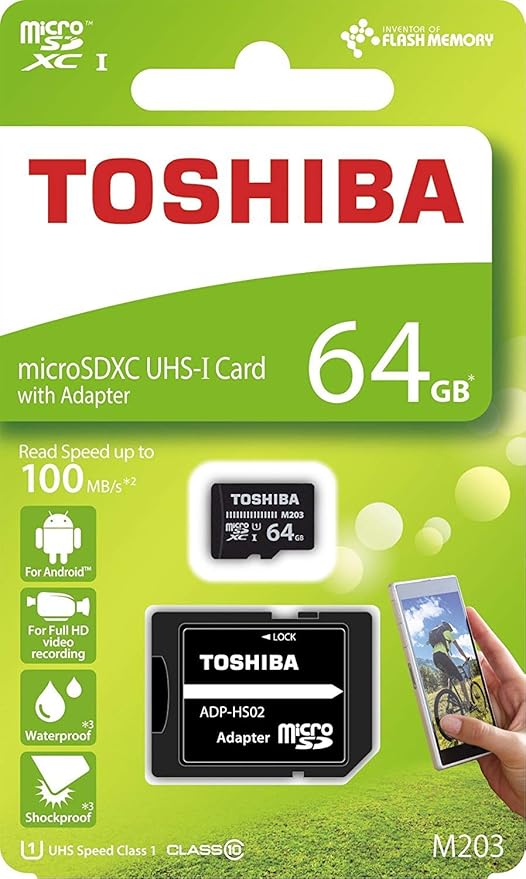 Toshiba 64gb Micro Sdメモリーカード M3 Sdxc Uhs1 U1 Class10 Sdアダプター付き Amazon Co Jp