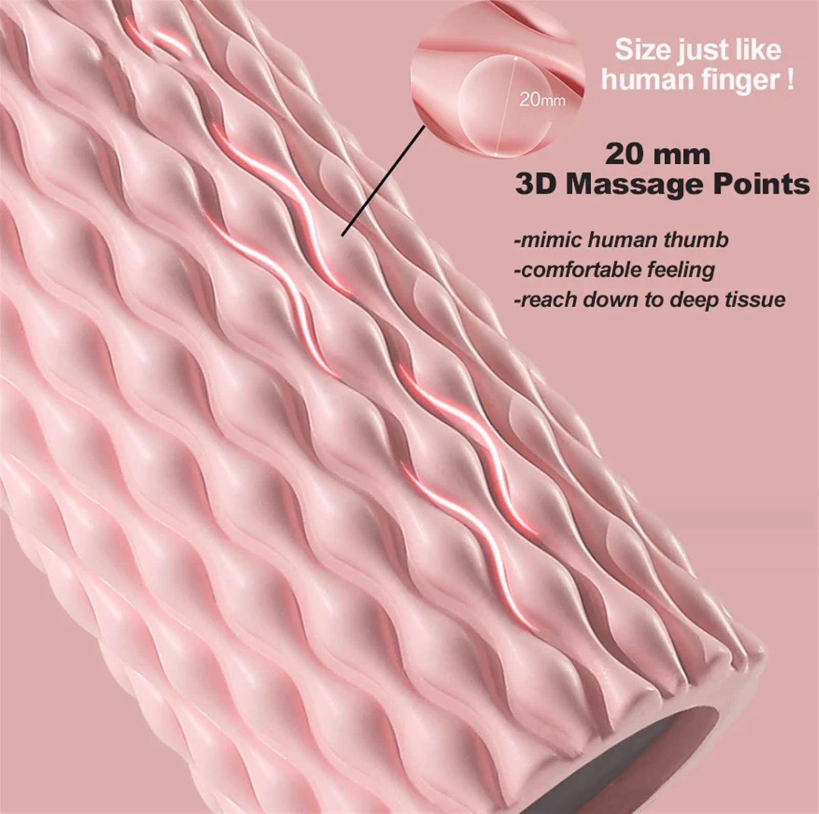 foam roller Rodillo De Espuma Yoga Puntos Masaje 3D Ejercicio Color Fantástico Alivio Del Dolor Relajación Muscular para Espalda Piernas y Yoga(Pink 45cm 13cm)
