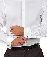 Vista 3 de Calvin Klein Camisa de vestir para hombre, ajuste delgado, sin planchar, espiga francesa