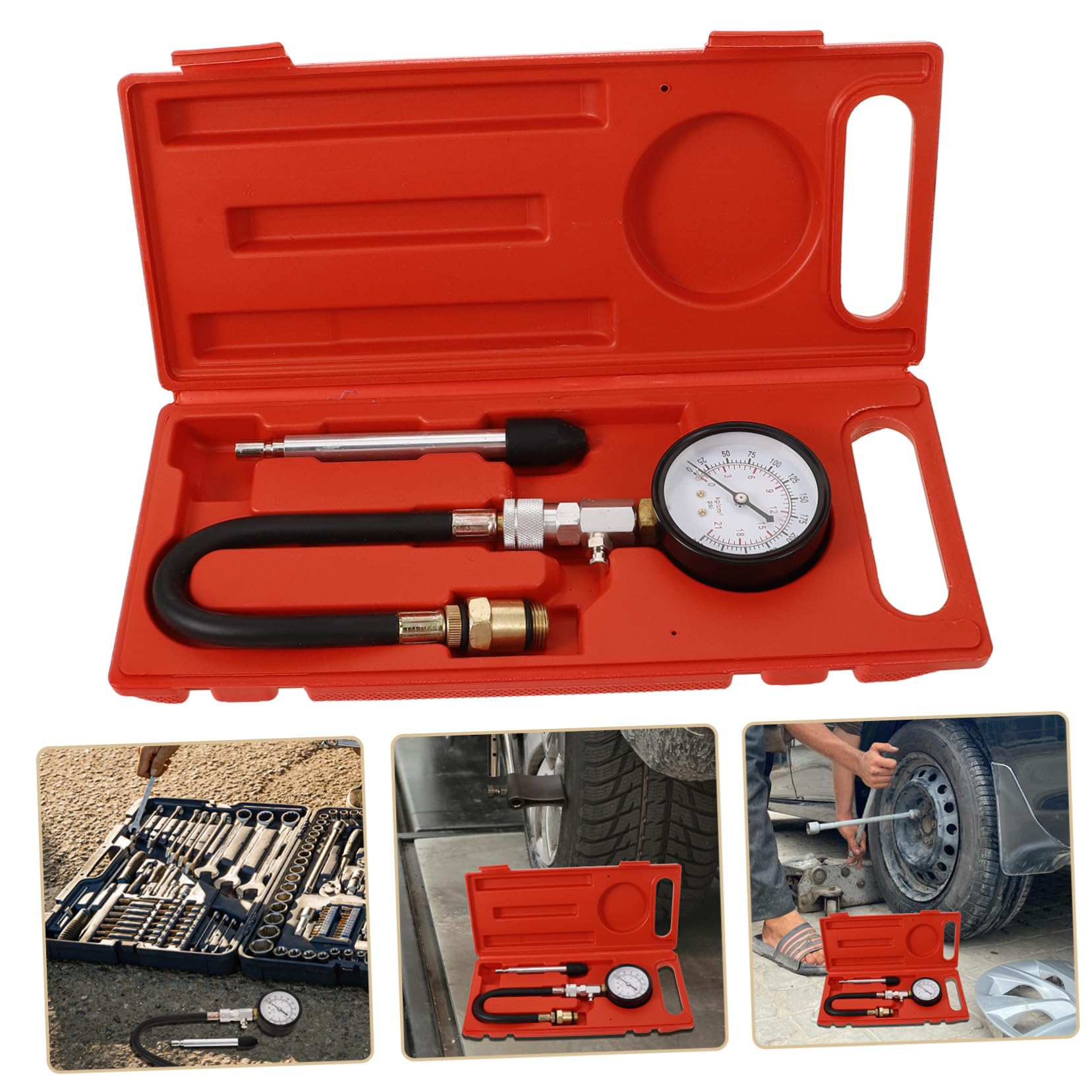 SOIMISS 1 set Kit Tester Compressione per Auto Strumento Professionale per Misurazione Pressione Cilindri Compatibile con Diversi Tipi Design Compatto e per Facilità Trasporto