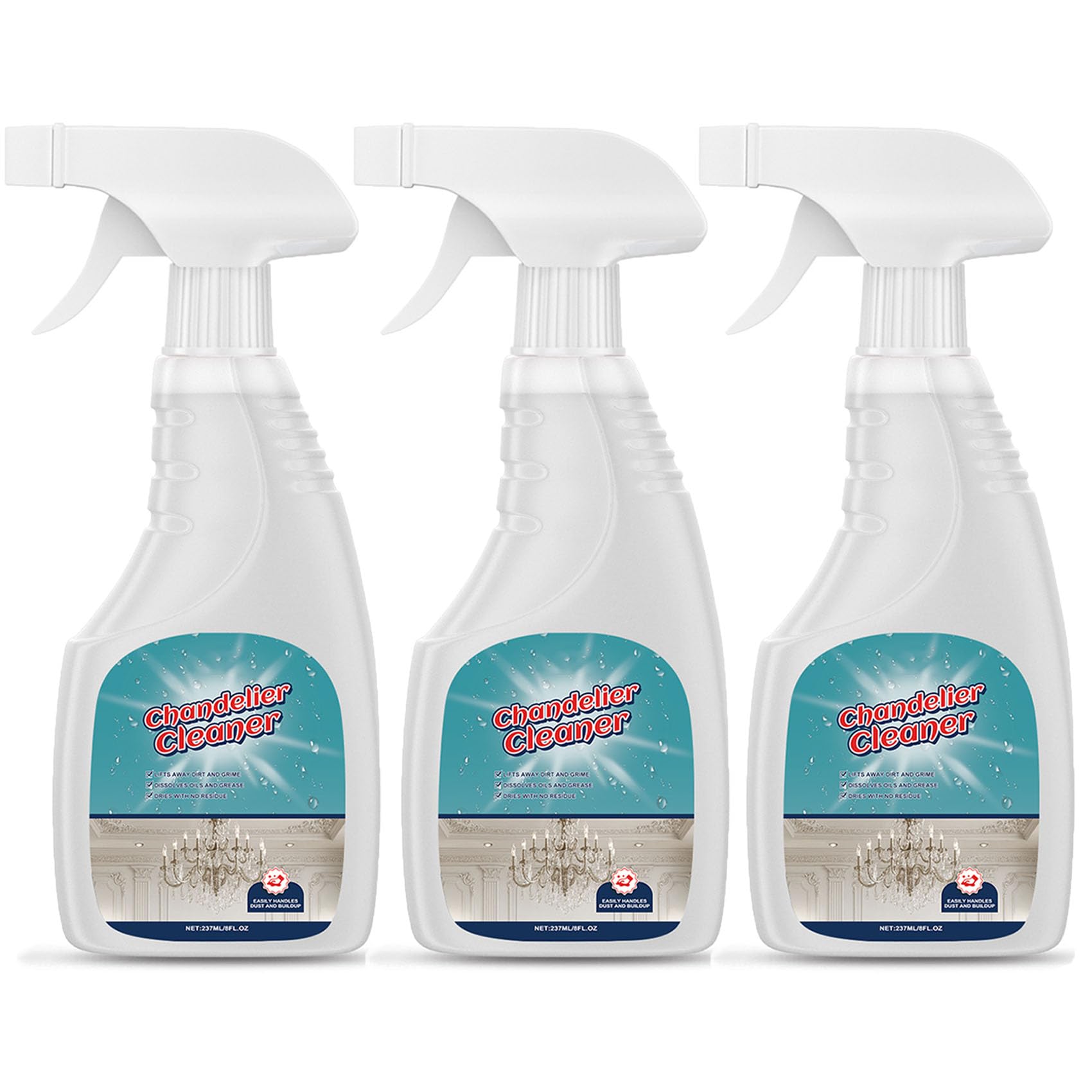 Spray de limpieza y cuidado de lámparas de araña, limpiador de lámparas de araña en spray seco por goteo, fórmula sin limpieza para lámparas cristal, vidrio y acrílico, brillo sin rayas (3Pcs)