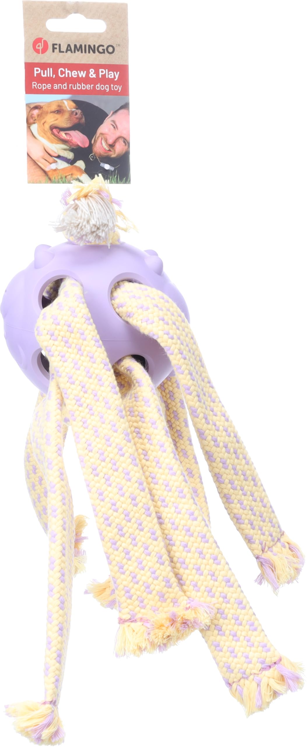 DT JOANIE OCTOPUS WITH RUBBER BALL PURPLE/YELLOW 46x16x11CM