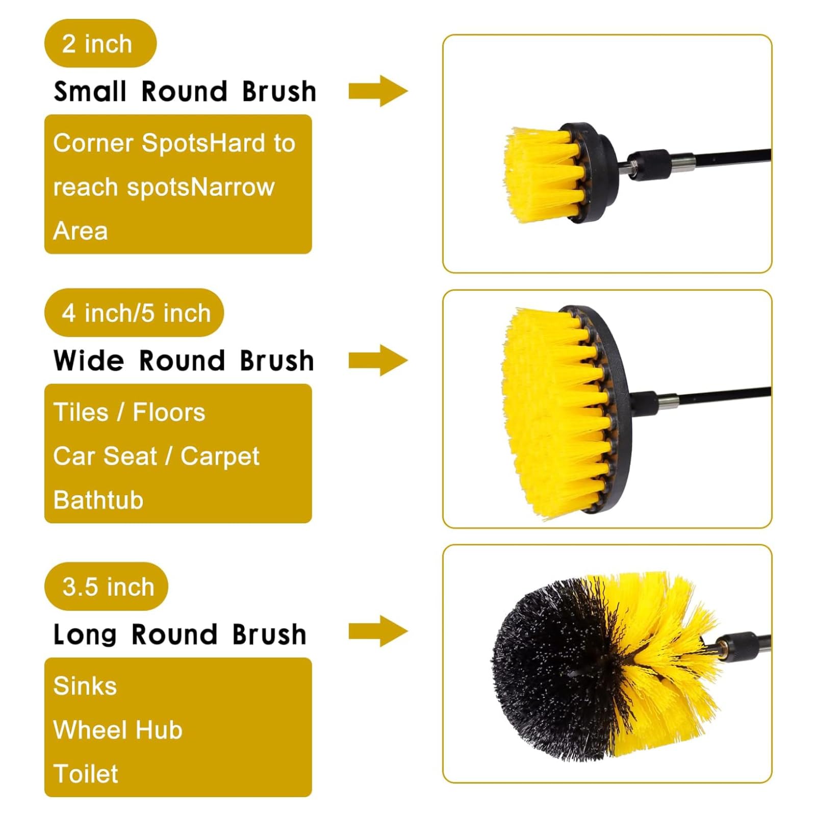 18 Pcs Drill Brush Attachments Set Power Cleaning Scrub Brushes with Extend Long Attachment Grout Cleaner for Tile — view 7