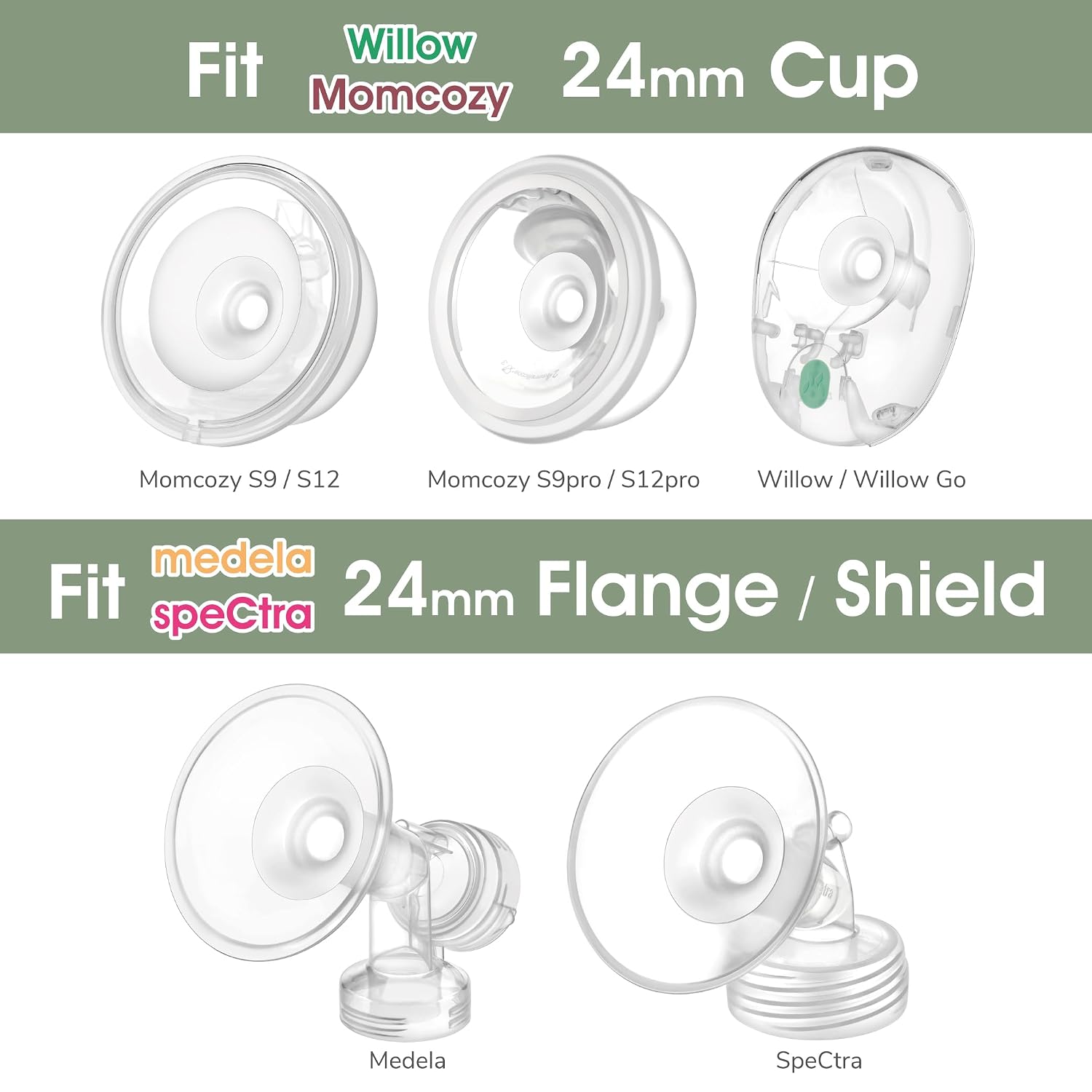 Maymom Flange Inserts 14mm Compatible with Spectra, Medela 24 mm Shields, Momcozy S9 Pro/S12 Pro, Willow Wearable Cup. Compatible with Medela Freestyle, Harmony, to Reduce 24mm Down to 14 mm; 2pc
