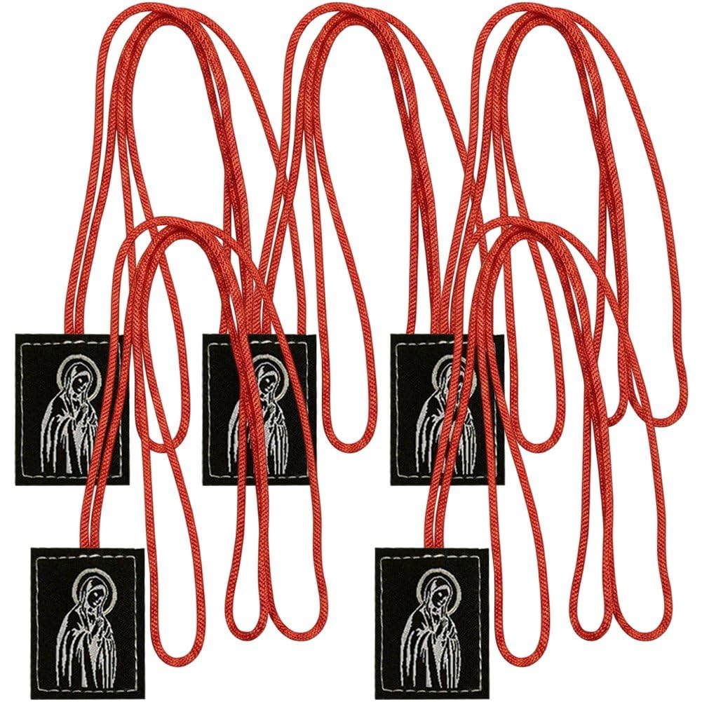 Ppmter Scapulars Catholic, 5 Pcs Scapular of Virgen De Guadalupe Necklace, Escapularios Catolicos Scapular Catholic Necklaces Religious Gift