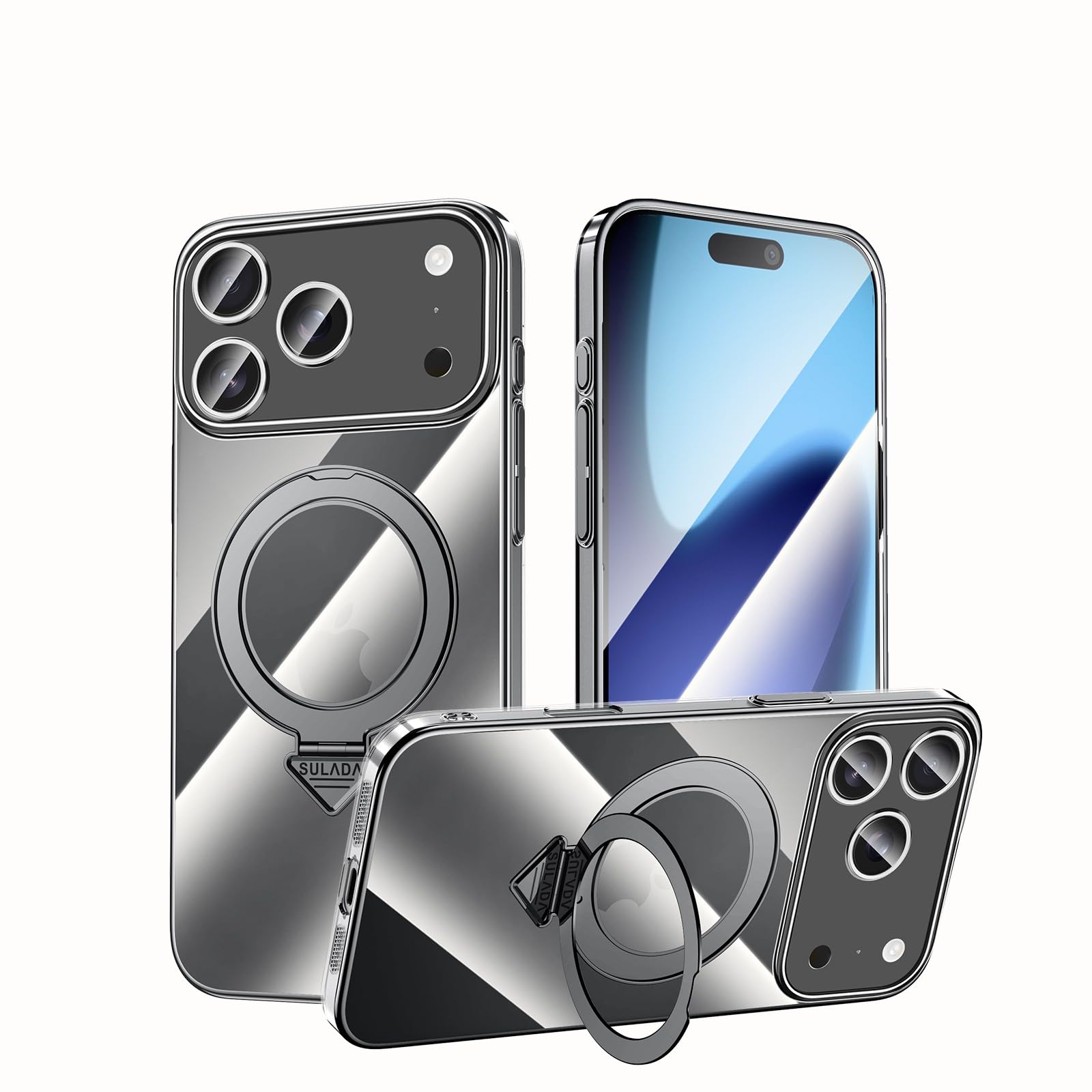 Coque iPhone 17 aimantée transparente rigide noire de protection dos