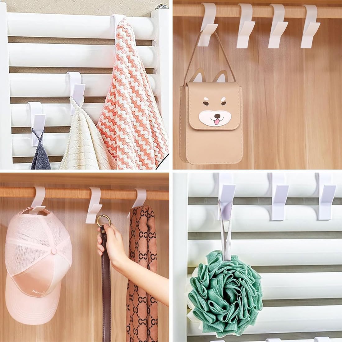 10 pezzi ganci bianchi rotondi per termosifoni, ganci multiuso per termosifoni, ganci per asciugamani per termosifoni da bagno, ganci per termosifoni da bagno.