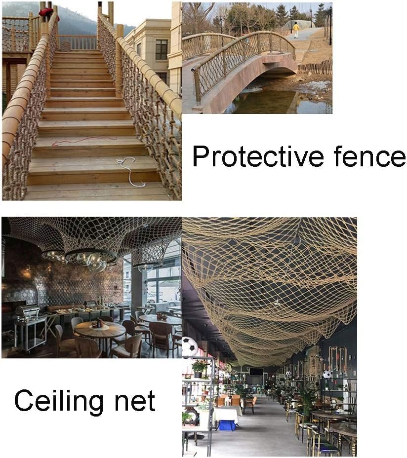 Mesh Netting Garden Safety Net Sturdy Rope Net Construction Net Hemp Rope Net Anti-Fall Rope Net 6mm Hemp Rope Net Garden Mesh Netting Hemp Rope Net Anti-Wear Heavy Duty Hemp Rope Cargo Net