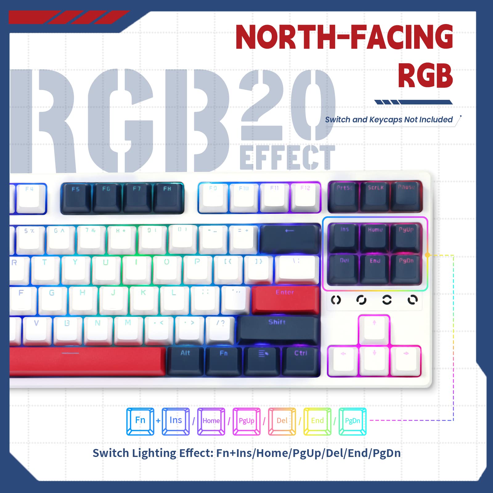 Attack Shark GK87 GMMK TKL Clavier Mécanique sans Fil RGB Barebone (Bluetooth/2.4Ghz/Type-C), Hot-Swappable Kit DIY Clavier Gamer ANSI avec Cable USB C Spiralé, pour Gateron/Cherry/Akko, Blanc