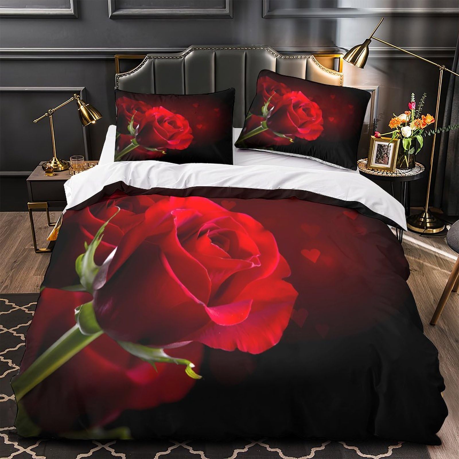 Parure de lit effet 3D en microfibre résistante supérieure et housse de couette hypoallergique