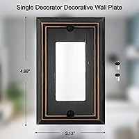 Vista 2 de Adler - Placa de pared de metal para interruptor de luz de decoración individual, paquete de 2 unidades de bronce envejecido de 1 banda, interruptor