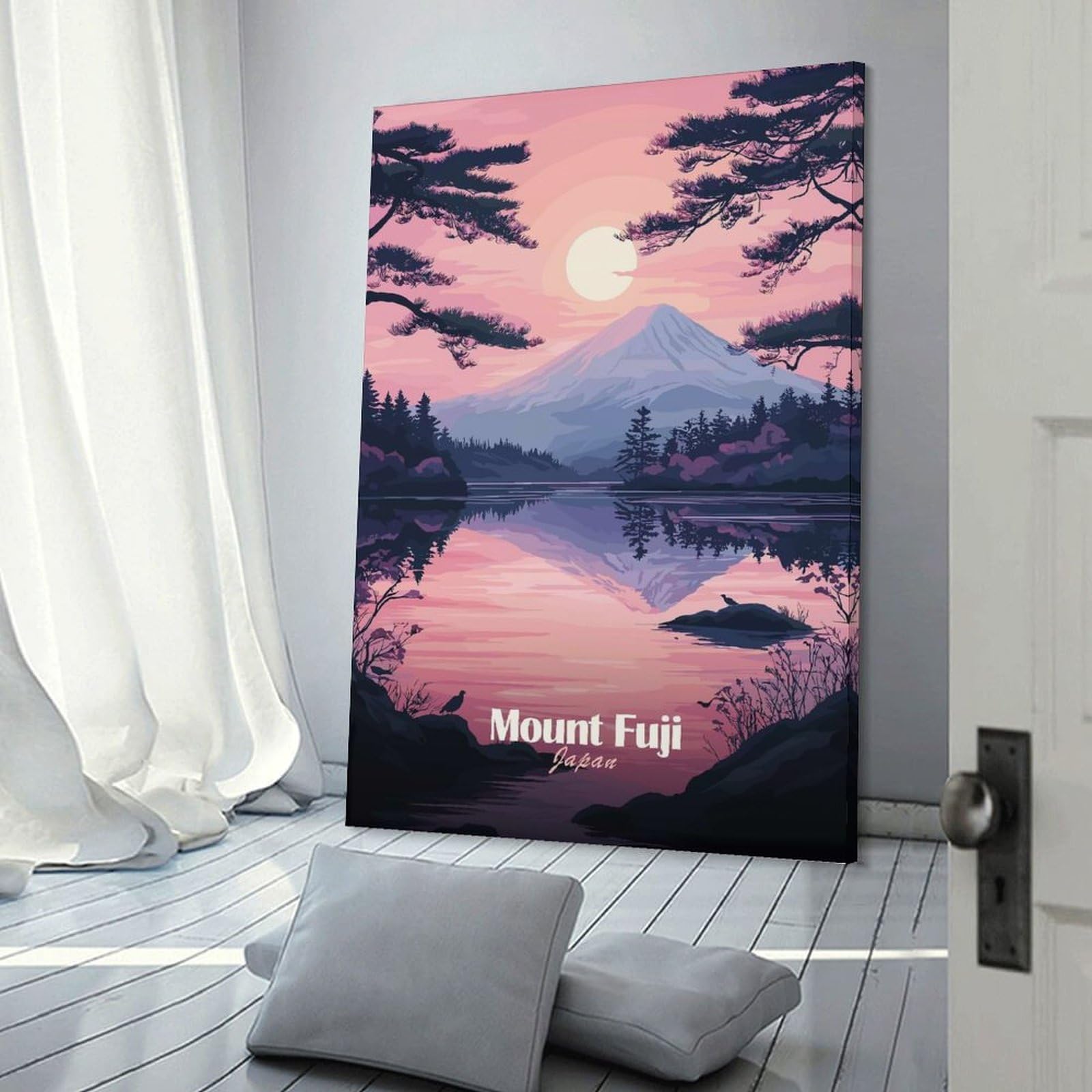 Junmoney Wall Picture Print Mount Fuji Sunset, 24x36inch(60x90cm), for Living Room, Lounge Or Sitting Room, A Home Accent with Warm Character