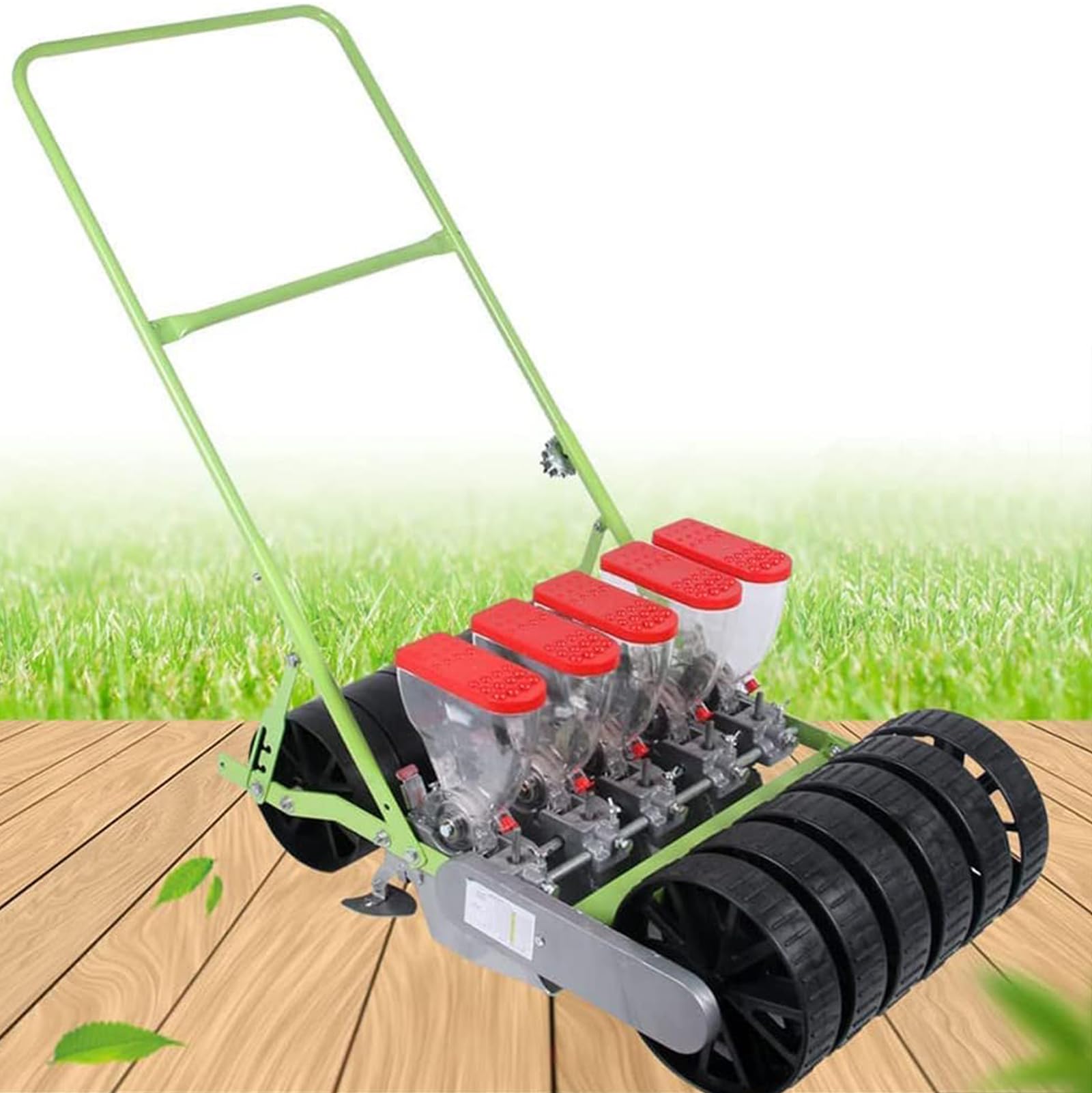 LXURY Semoir À Pousser De Jardin Semoir Synchronisé 5 Rangs Semoir Jardin Manuel Espacement Réglable des Plantes Semoir À Rouleau De Précision