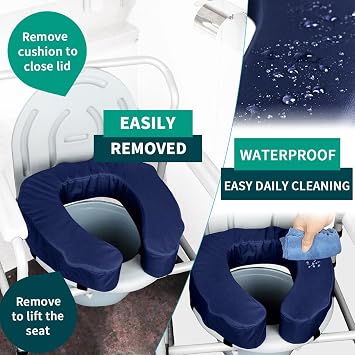 Raised Toilet Seat Cushion High-Density Foam Booster Pad for Elderly, Seniors, Disabled Toilet Riser for Standard & Elongated Toilets Commode Seat Cushion Non-Slip & Easy to Clean (3 inches)