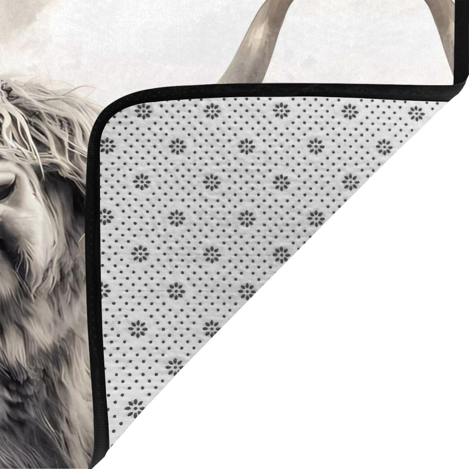 Tapis amusant en fausse fourrure avec imprimé vache des Highlands - 203,2 x 147,3 cm - Ultra absorbant, doux et confortable pour le salon, la chambre à coucher et plus encore