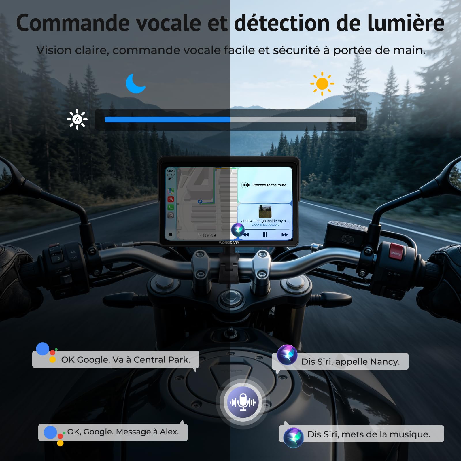 Écran Moto CarPlay 7",CarPlay et Android Auto sans Fil avec TPMS