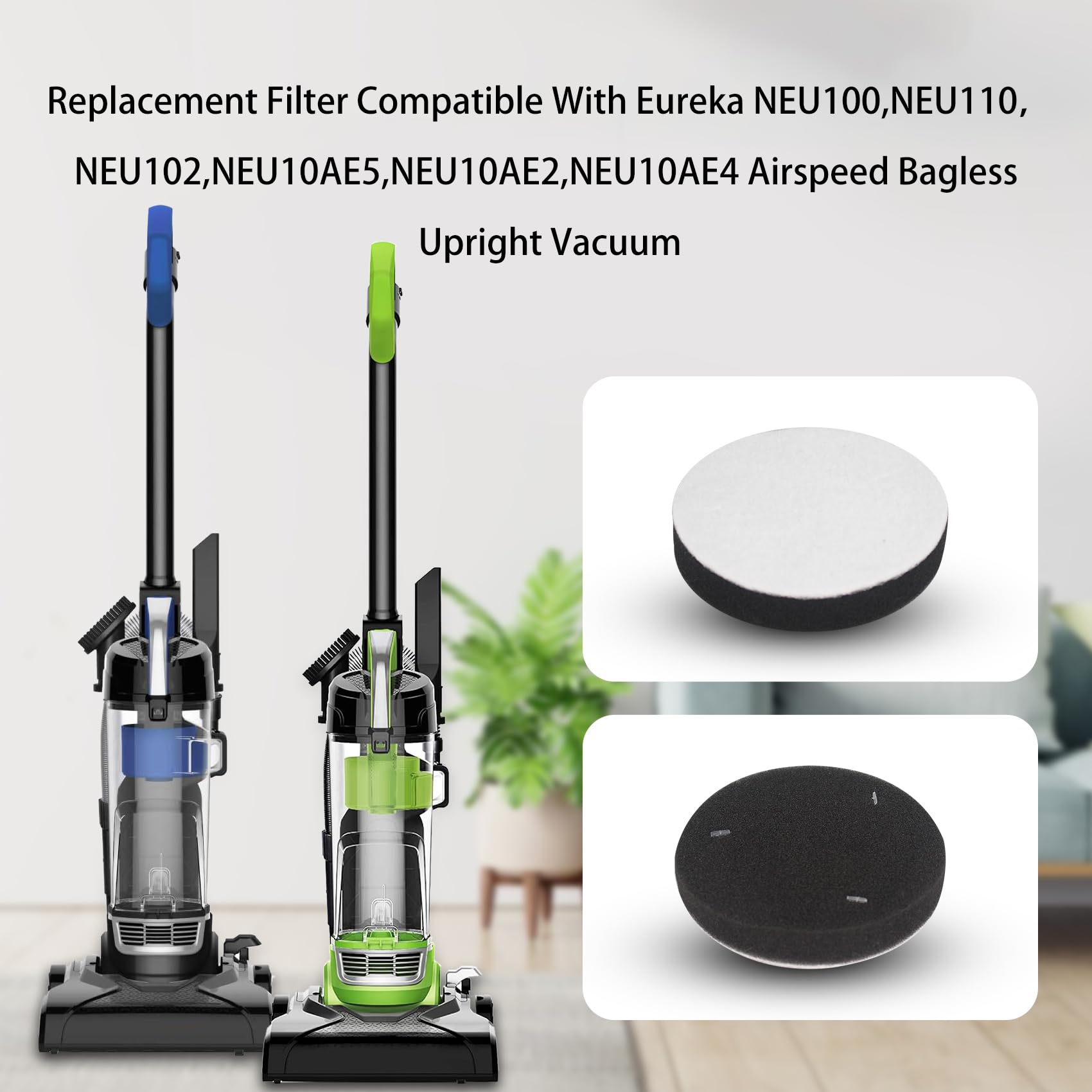 KEEPOW 4-Pack Vacuum Filters For Eureka Airspeed NEU100 Series & Black+Decker BDLCE101 - Part #E0106