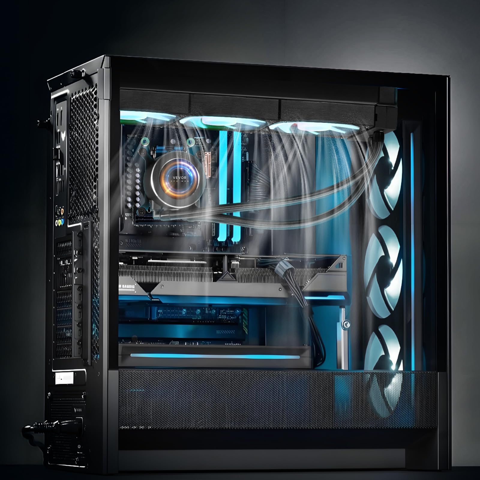 VEVOR Chłodnica cieczy CPU, AIO-CPU – 3 x wentylator i pompa PWN 120 mm, chłodzenie wodą PC z wyświetlaczem LCD 5,3 cm i światłem ARGB, do Intel 115X/1366/2011/1700/1200, AMD AM4/AM5