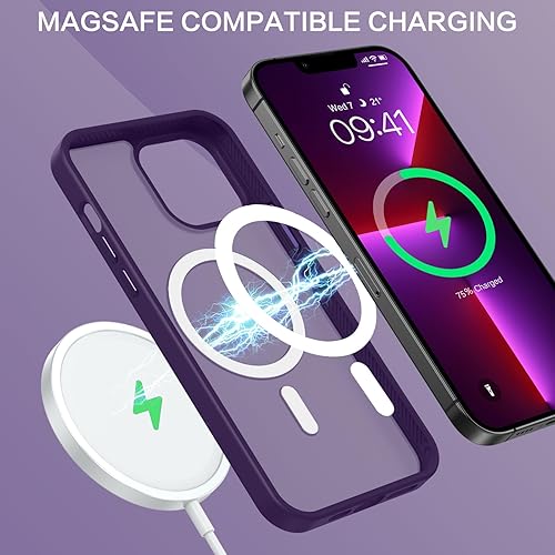 Miniatura 2 de BENTOBEN Funda magnética para iPhone 13 Pro Max, diseño mate a prueba de golpes, protección contra caídas, color morado