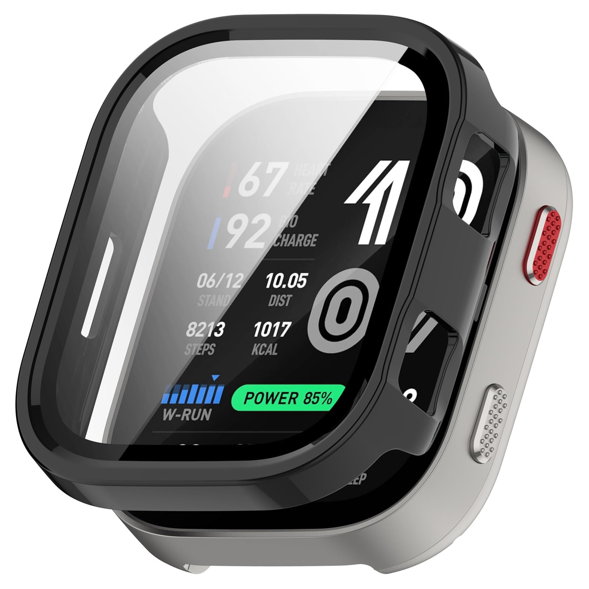 Wisely Electroplate Shine Case Cover Compatible with Amazfit Bip Max | Smart Watch Protective Slim Bumper Built-in Tempered Glass Case - Luxury Black-image-30