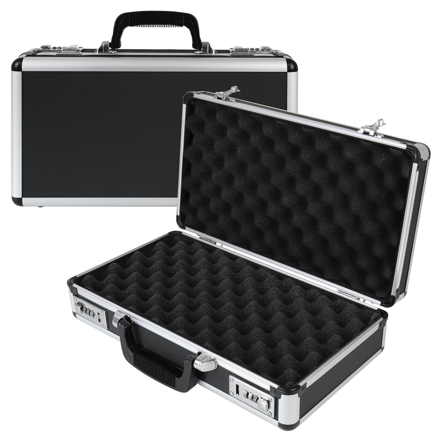 HMF 14403-02 Custodia per Pistole in Alluminio con Serratura a Combinazione | 42 x 26 x 12 cm | Nero