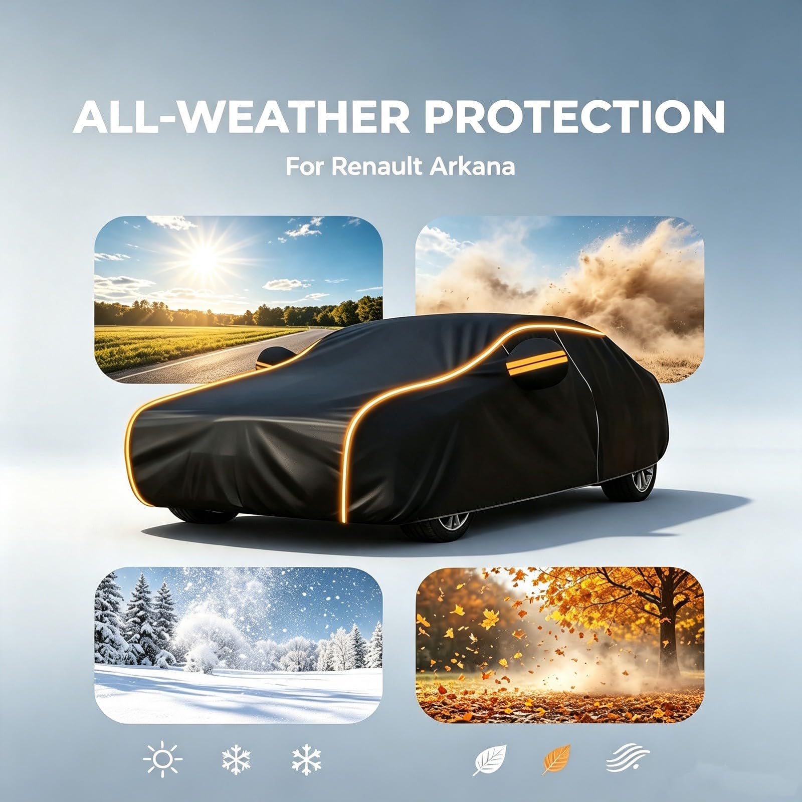 Hagelschutzplane Auto fürRenaultMegane 4 RS 2016-2022,Ganzjahres-Rundumschutz-Autohülle – Schutz vor Hagel, Regen, Schnee und Wind,XJ7593