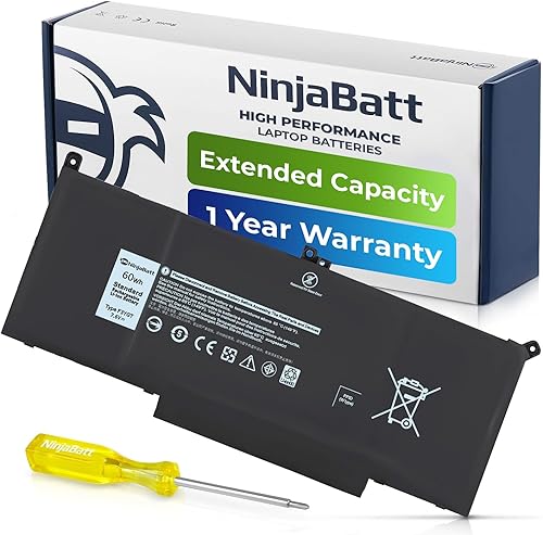 NinjaBatt Batería F3YGT para Dell Latitude 7480 7490 7280 7290 7380 7390 7000 12 13 14 Series DM3WC P29S002 P73G002 DM6WC 2X39G KG7VF 451-BBYF E