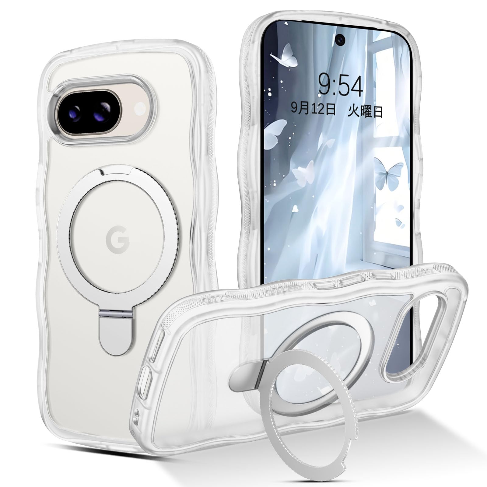 Amazon.co.jp: GUAGUA Google Pixel 9A ケース クリア ウェーブ
